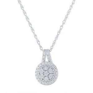 Genuine Diamond Pendant Necklace Sterling Silver